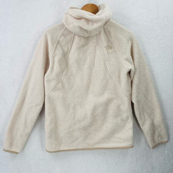 The North Face Fleece Hoodie Womens Medium Beige Sherpa Sweatshirt - Picture 8 of 11